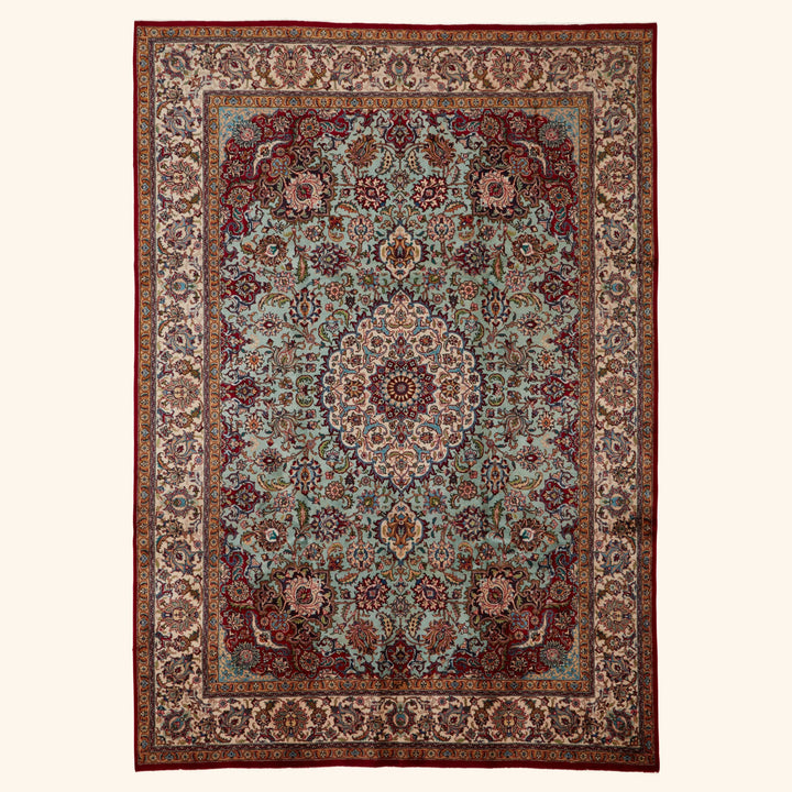 Blue Traditional Persian Tabriz Wool Rug - 8' x 11'6"