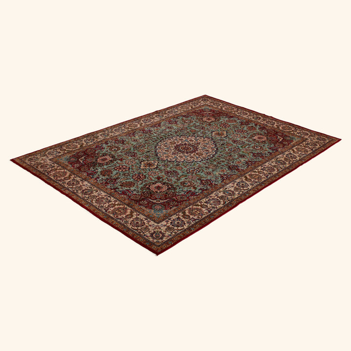 Blue Traditional Persian Tabriz Wool Rug - 8' x 11'6"