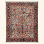 Red Traditional Persian Kerman Wool Rug - 7'3" x 9'
