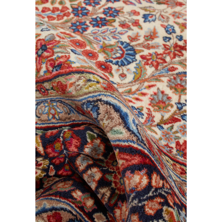 Red Traditional Persian Kerman Wool Rug - 7'3" x 9'