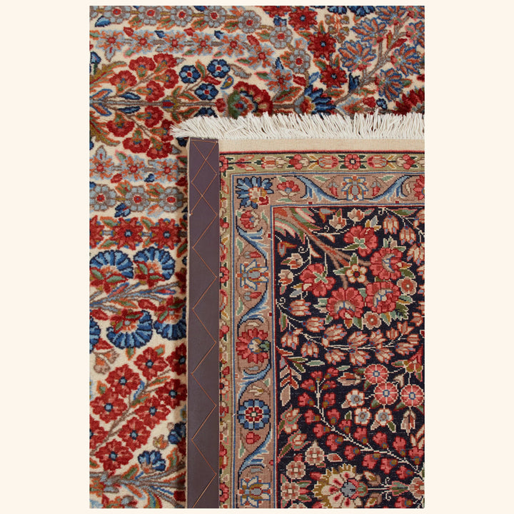 Red Traditional Persian Kerman Wool Rug - 7'3" x 9'