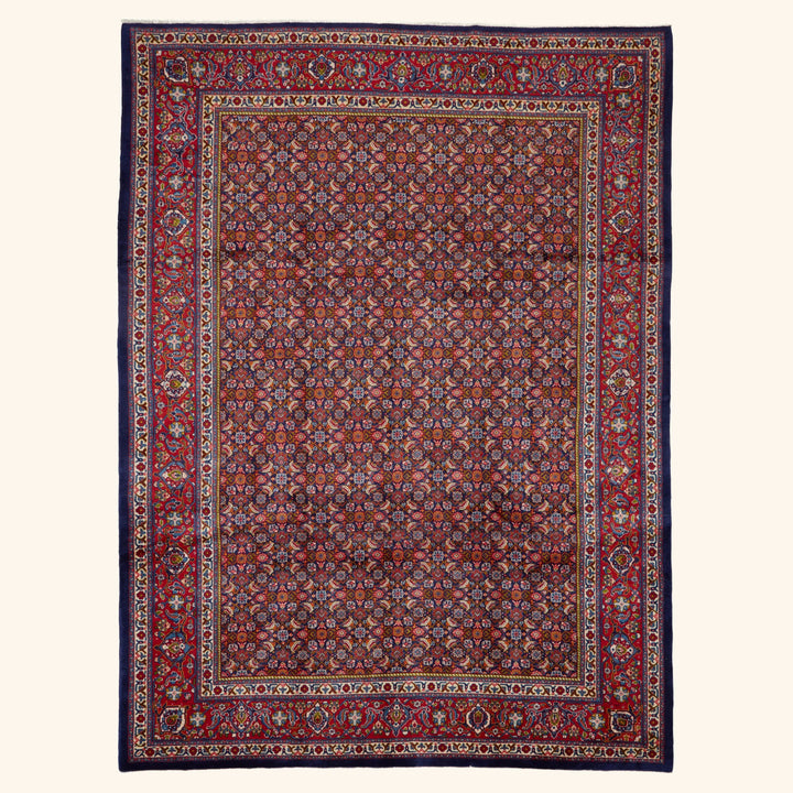 Red Traditional Persian Sarouk Wool Rug - 8'4" x 11'