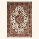 Red Traditional Persian Tabriz Wool Silk Blend Rug - 8'3" x 12'