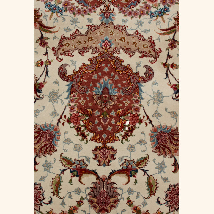 Red Traditional Persian Tabriz Wool Silk Blend Rug - 8'3" x 12'