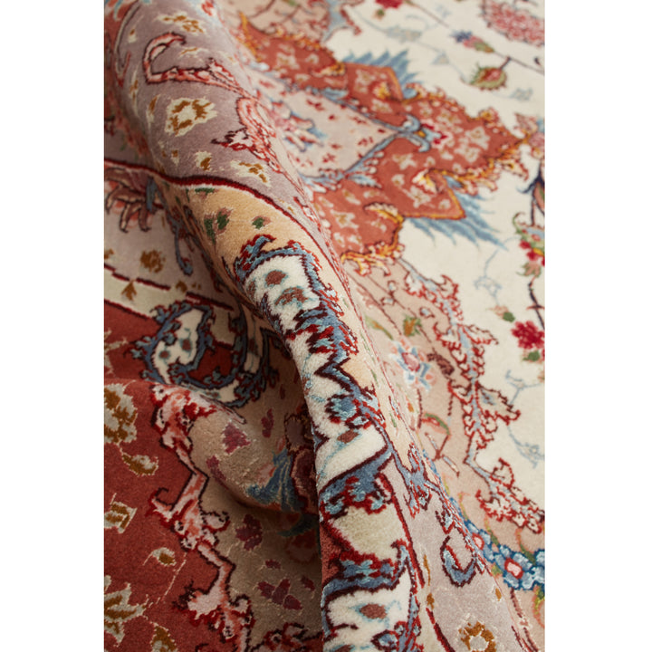 Red Traditional Persian Tabriz Wool Silk Blend Rug - 8'3" x 12'