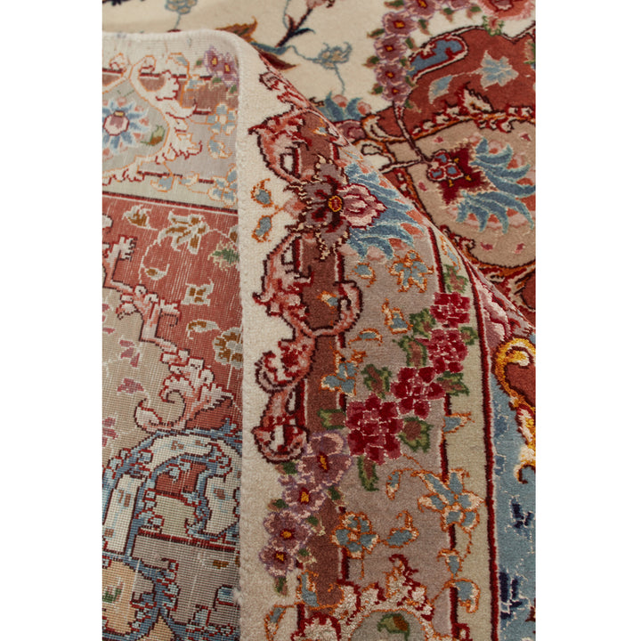 Red Traditional Persian Tabriz Wool Silk Blend Rug - 8'3" x 12'
