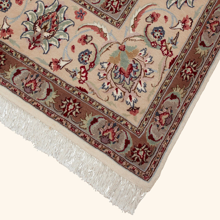 Ivory Traditional Persian Tabriz Wool Rug - 8'2" x 10'3"