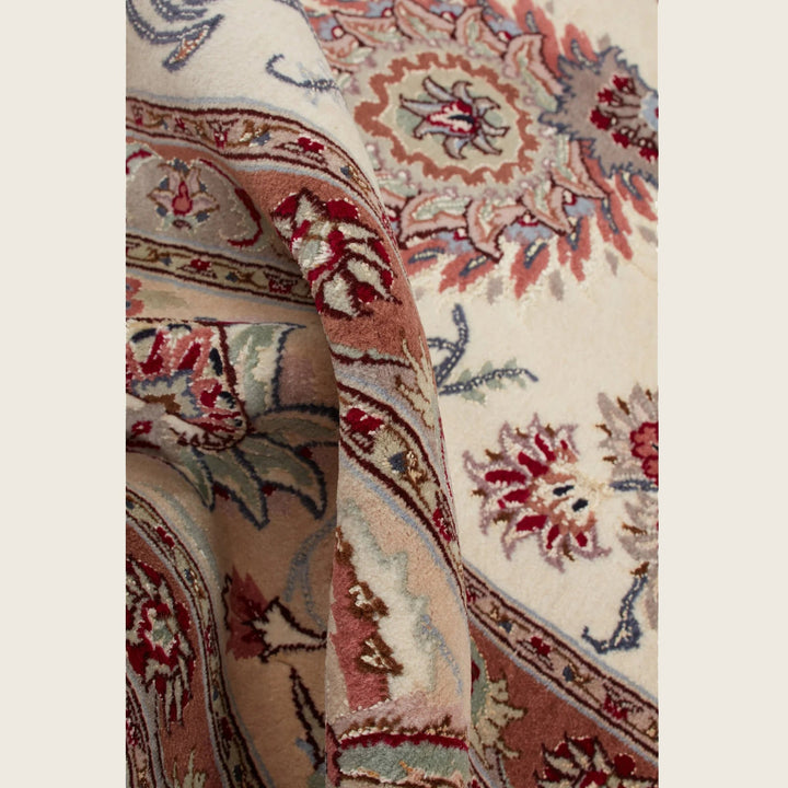Ivory Traditional Persian Tabriz Wool Rug - 8'2" x 10'3"