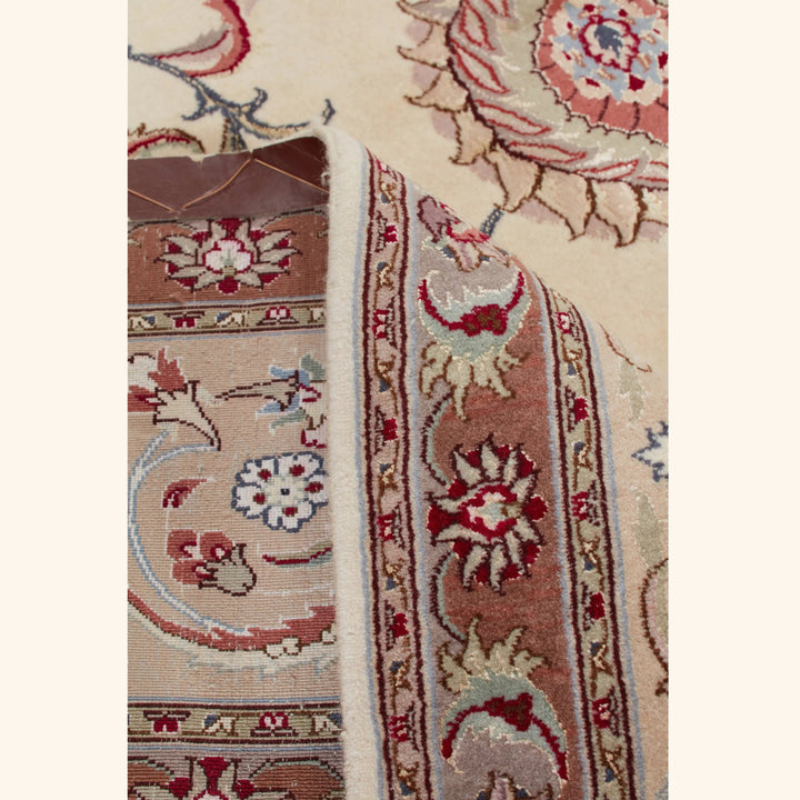 Ivory Traditional Persian Tabriz Wool Rug - 8'2" x 10'3"