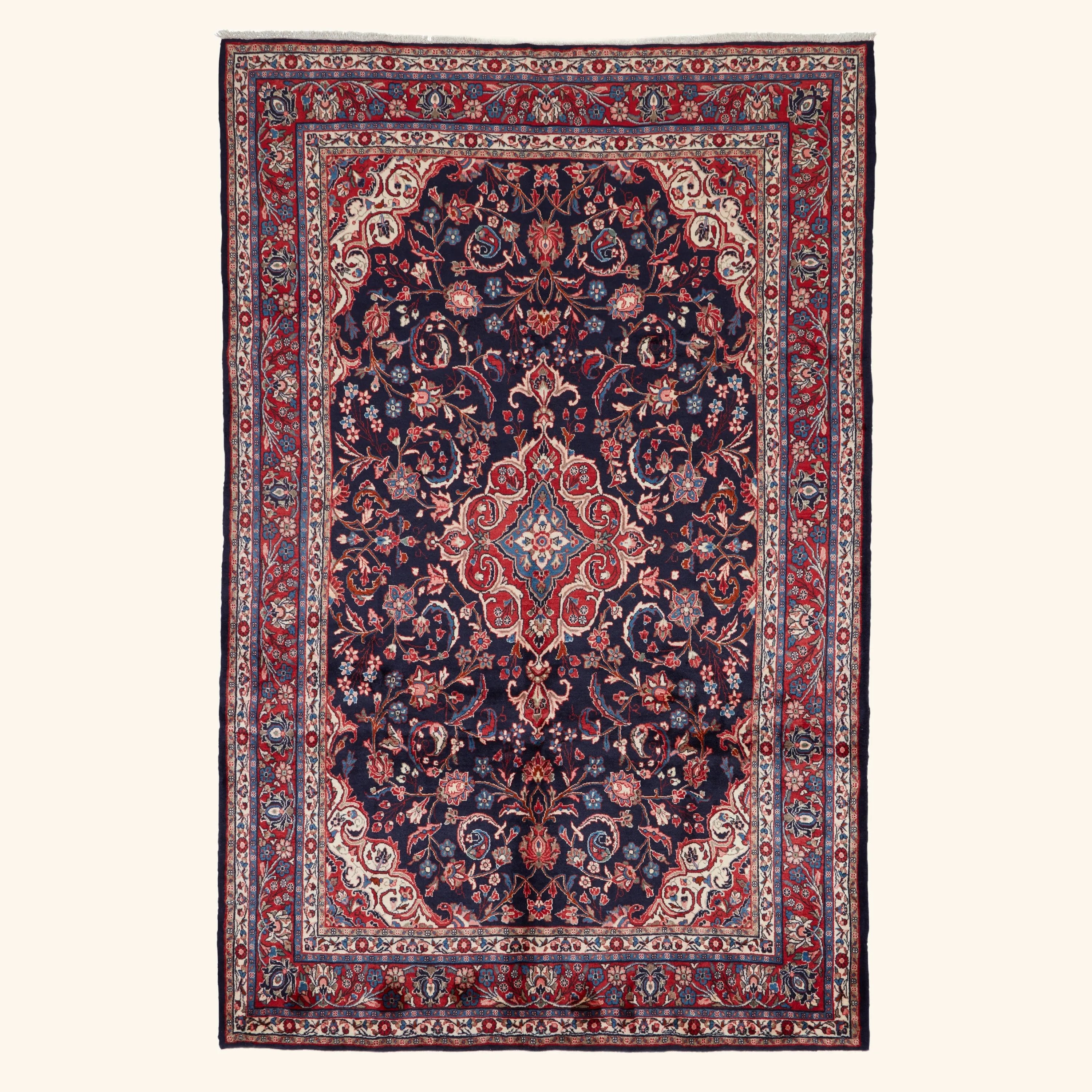 Blue Traditional Persian Hamadan Wool Rug - 7' x 11' – abc carpet & home