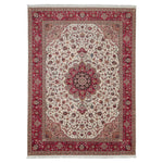 Ivory Traditional Persian Tabriz Wool Silk Blend Rug - 8'5" x 11'8"