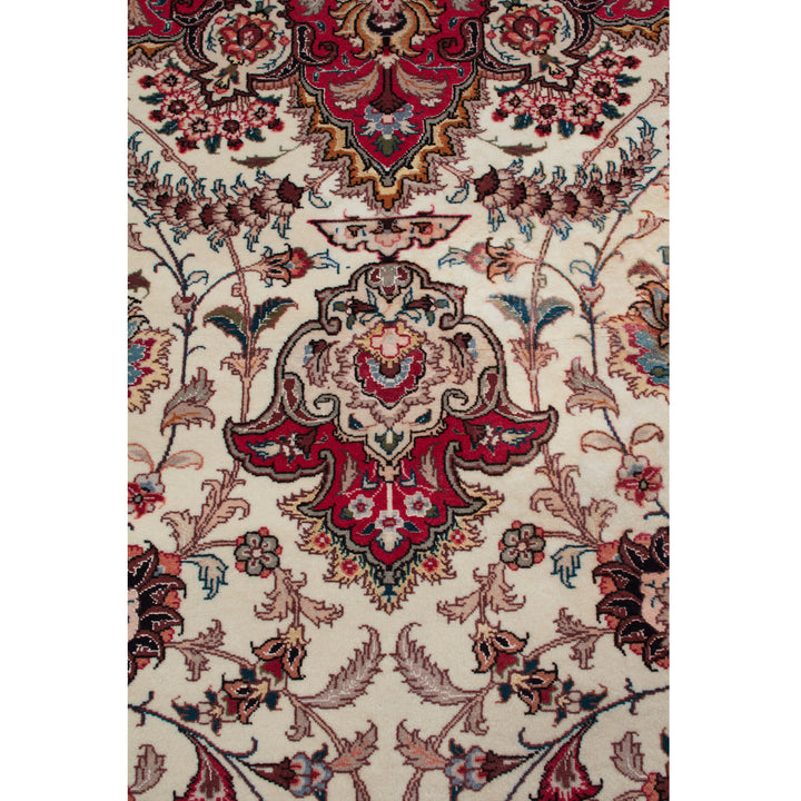 Ivory Traditional Persian Tabriz Wool Silk Blend Rug - 8'5" x 11'8"