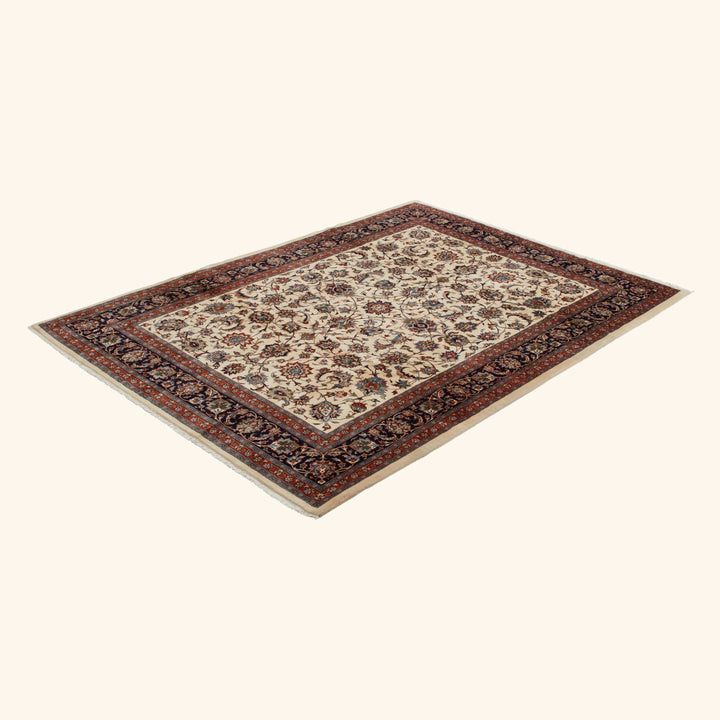 Ivory Traditional Persian Kashmar Wool Rug - 8'2" x 11'1"