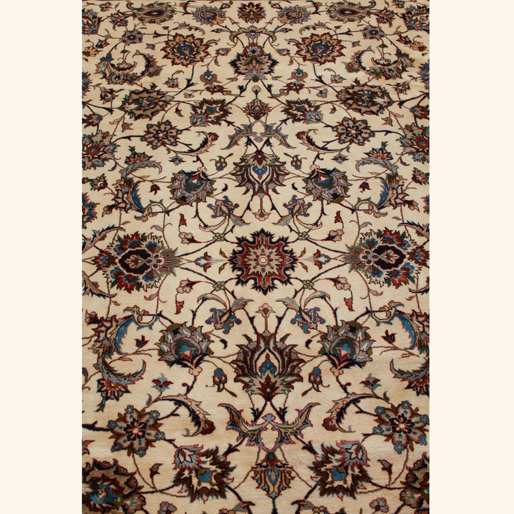 Ivory Traditional Persian Kashmar Wool Rug - 8'2" x 11'1"