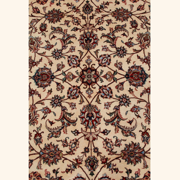 Ivory Traditional Persian Kashmar Wool Rug - 6'6" x 10'