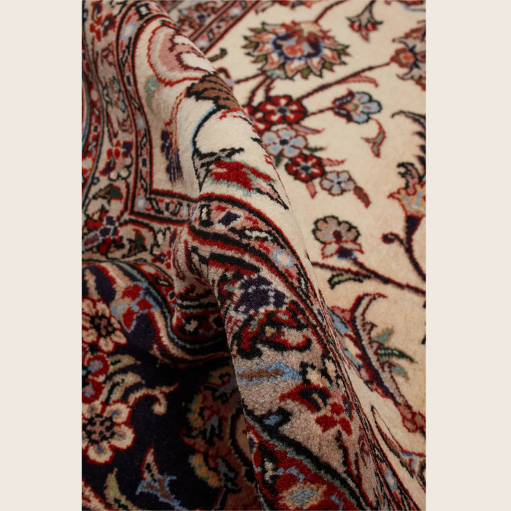 Ivory Traditional Persian Kashmar Wool Rug - 6'6" x 10'