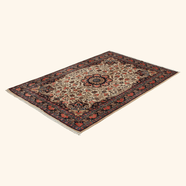 Ivory Traditional Persian Bidjar Wool Rug - 6'10" x 10'3"