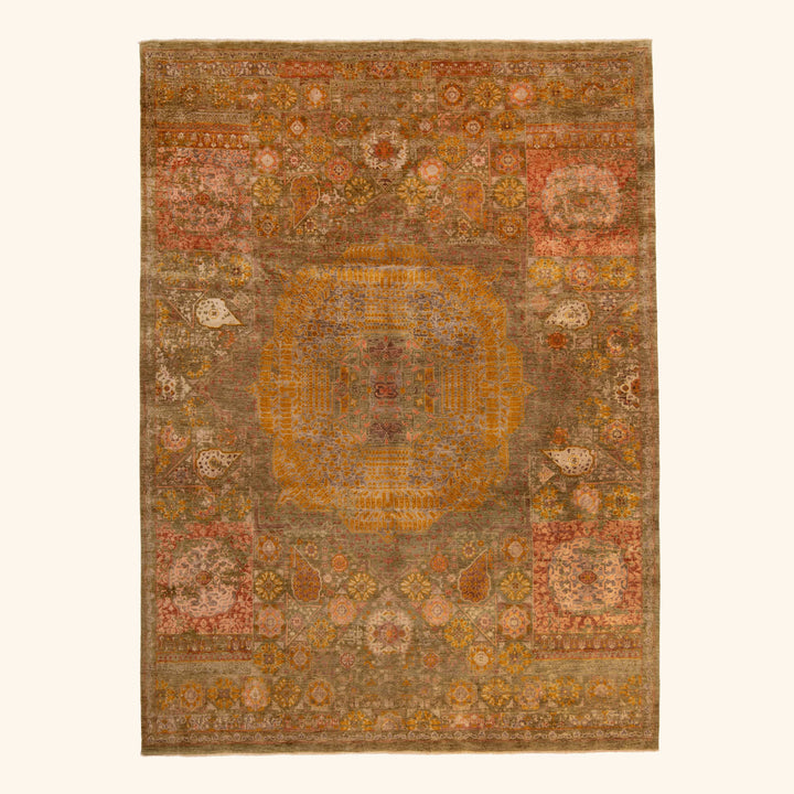Brown Traditional Wool Rug - 9'1" x 12'1"