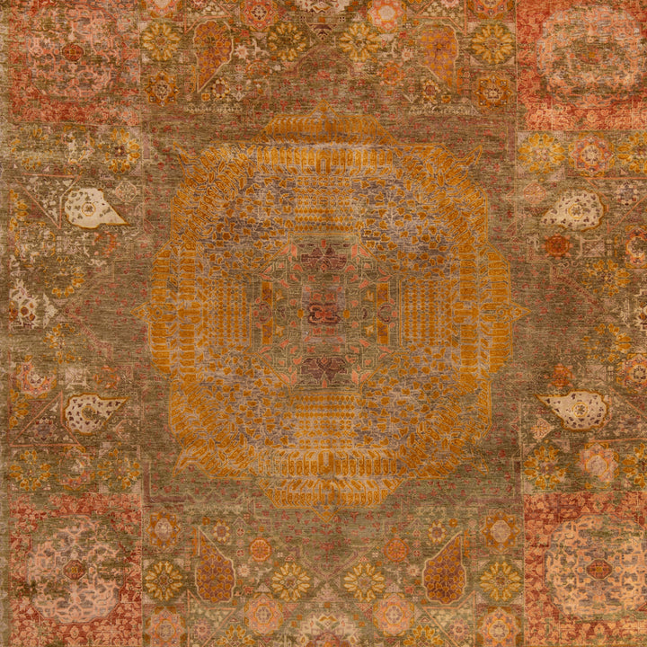 Brown Traditional Wool Rug - 9'1" x 12'1"