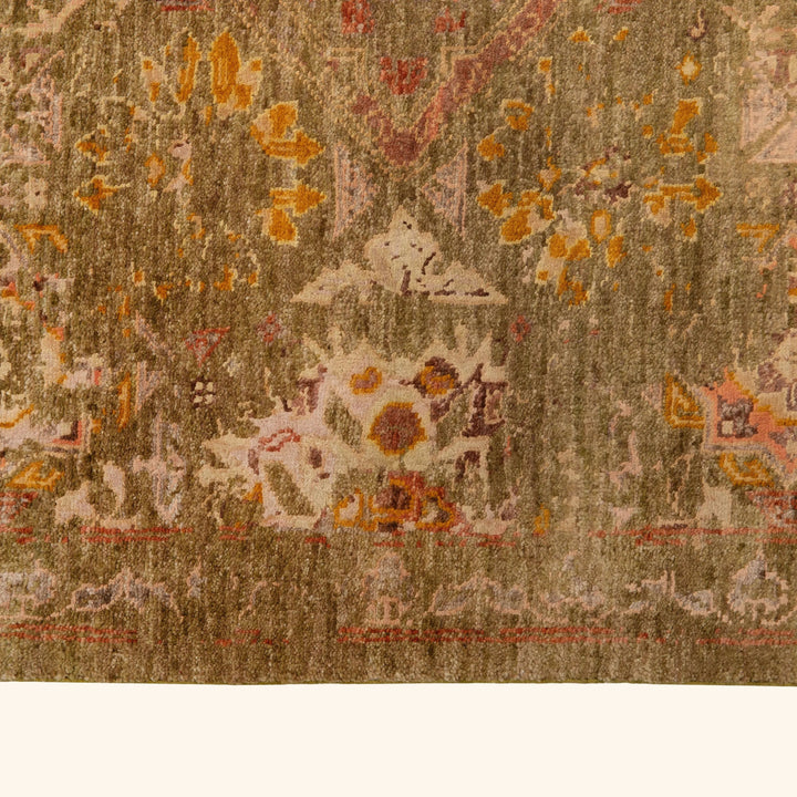 Brown Traditional Wool Rug - 9'1" x 12'1"