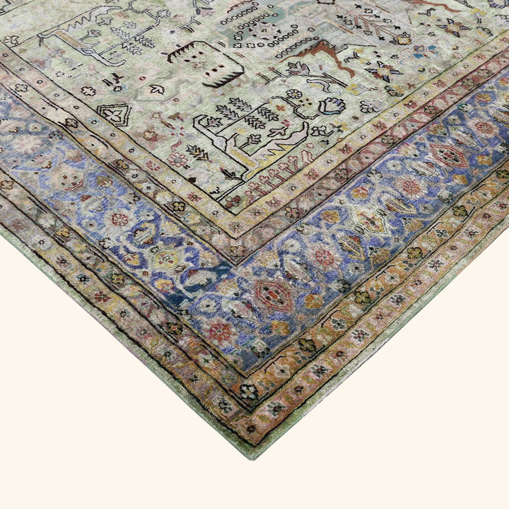 Green Alchemy Traditional Silk Rug - 7'5" x 10'10"