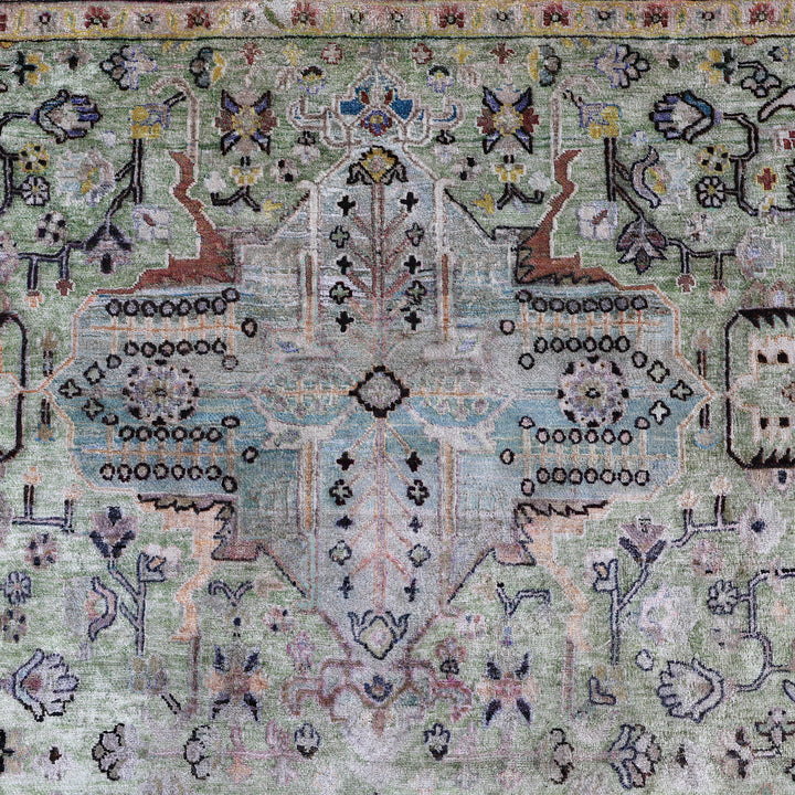 Green Alchemy Traditional Silk Rug - 7'5" x 10'10"
