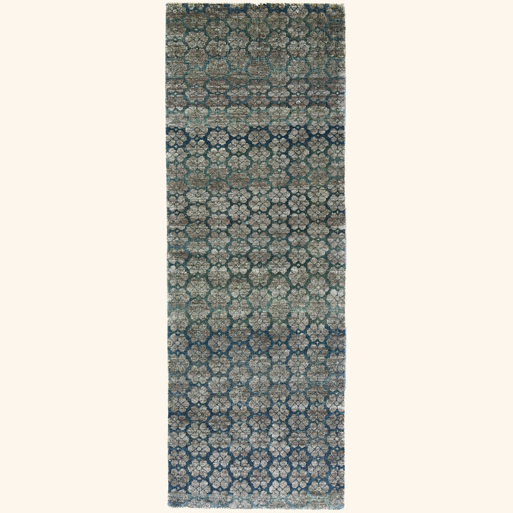 Blue Alchemy Transitional Wool Silk Blend Runner - 2'1" x 6'