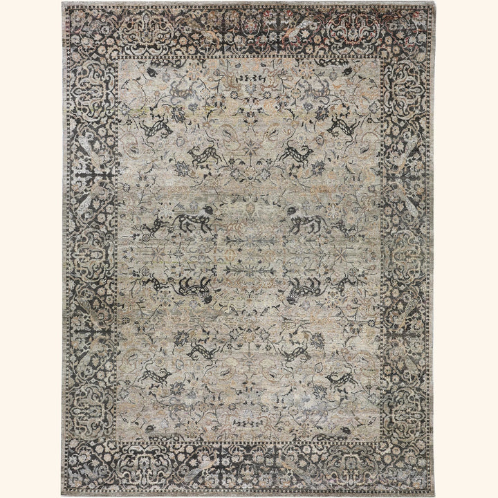 Light Brown Alchemy Traditional Silk Rug - 8' x 10'10"
