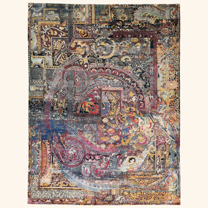 Multicolored Alchemy Transitional Wool Silk Blend Rug - 9' x 11'9"