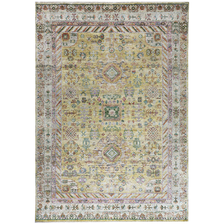 Gold Alchemy Traditional Silk Rug - 8'10" x 12'9"