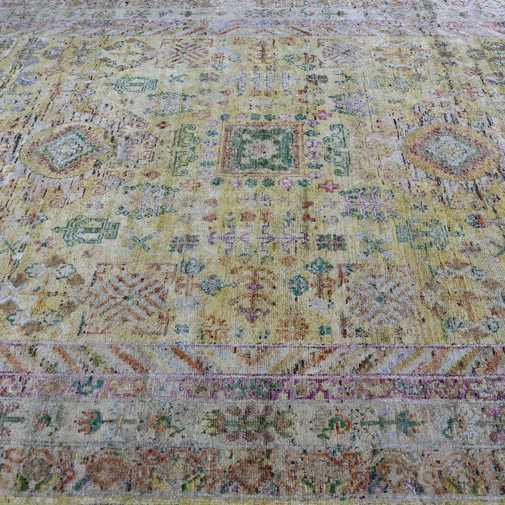 Gold Alchemy Traditional Silk Rug - 8'10" x 12'9"
