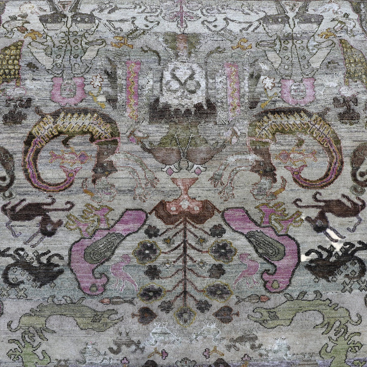 Cream Alchemy Traditional Wool Silk Blend Rug - 9'7" x 14'7"