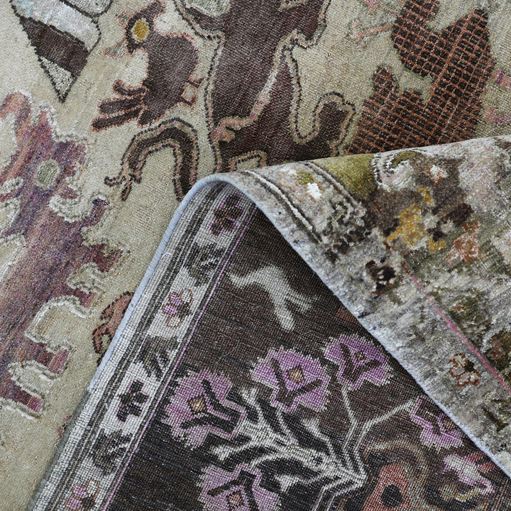 Cream Alchemy Traditional Wool Silk Blend Rug - 9'7" x 14'7"