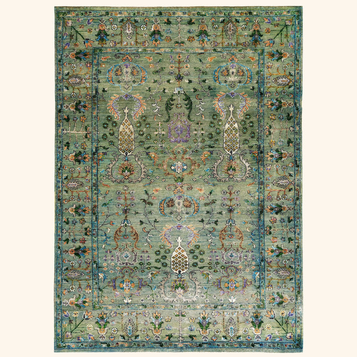 Blue Alchemy Traditional Wool Silk Blend Rug - 5' x 7'1"