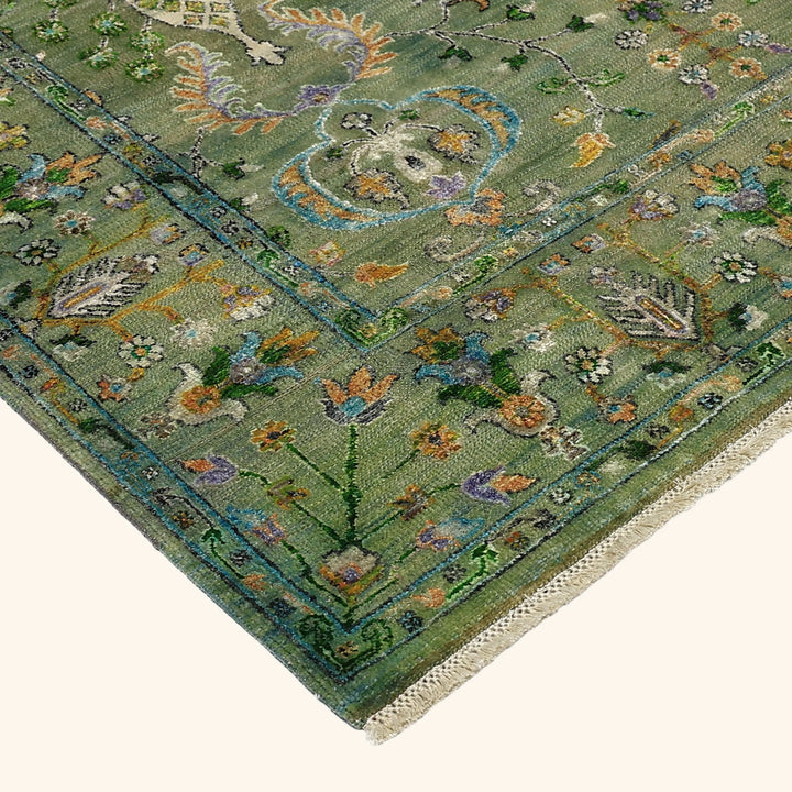 Blue Alchemy Traditional Wool Silk Blend Rug - 5' x 7'1"