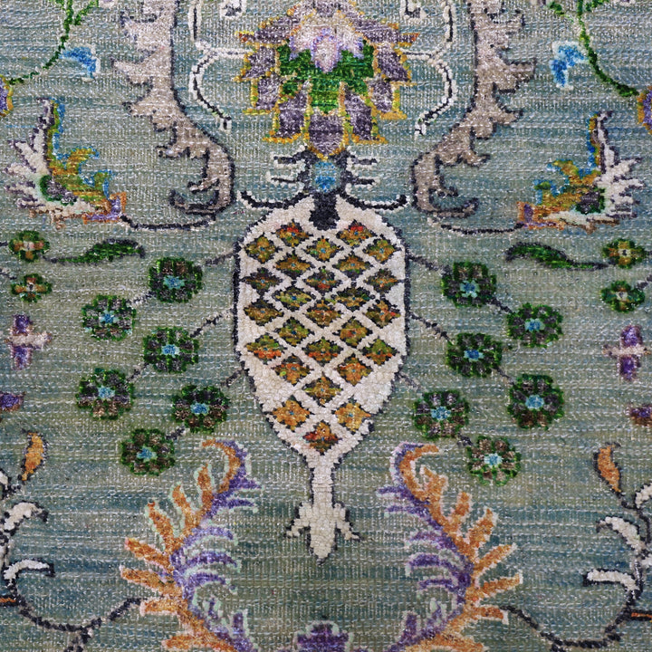 Blue Alchemy Traditional Wool Silk Blend Rug - 5' x 7'1"