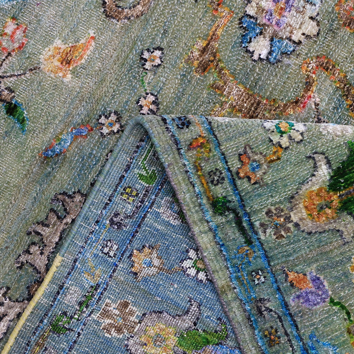 Blue Alchemy Traditional Wool Silk Blend Rug - 5' x 7'1"
