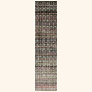 Multicolored Alchemy Contemporary Wool Silk Blend Runner - 3' x 12'6"