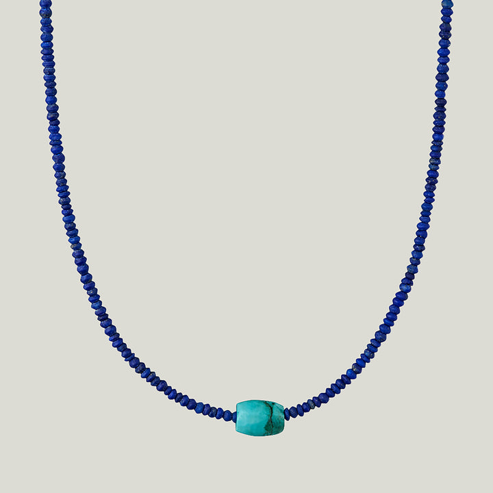 Beaded Lapis and Turquoise Necklace