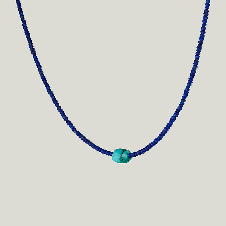 Beaded Lapis and Turquoise Necklace