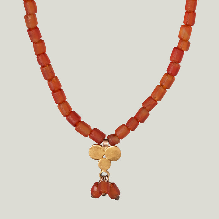Matte Carnelian Cluster Beaded Necklace