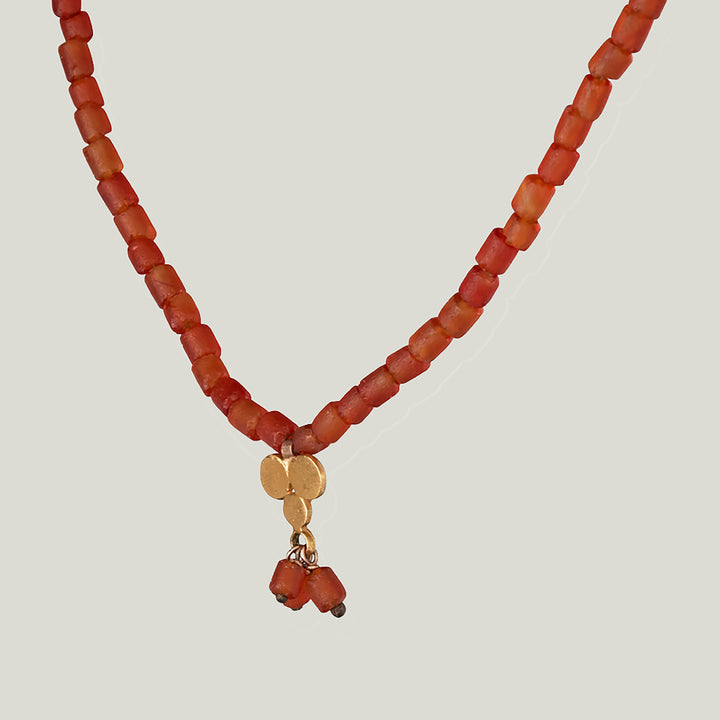 Matte Carnelian Cluster Beaded Necklace