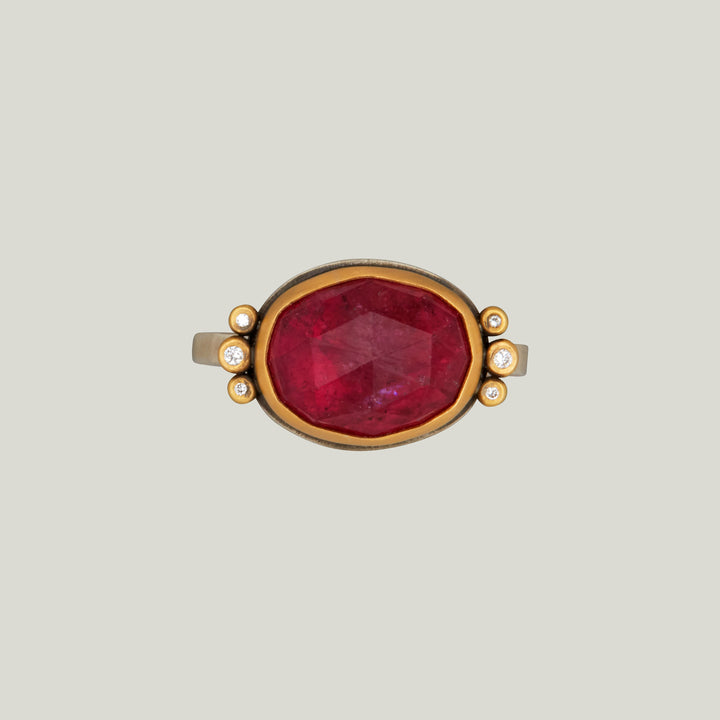 Rosecut Oval Pink Tourmaline Ring