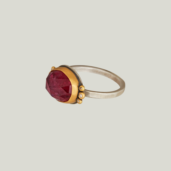Rosecut Oval Pink Tourmaline Ring