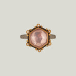 Rosecut Hexagon Rose Quartz Star Ring