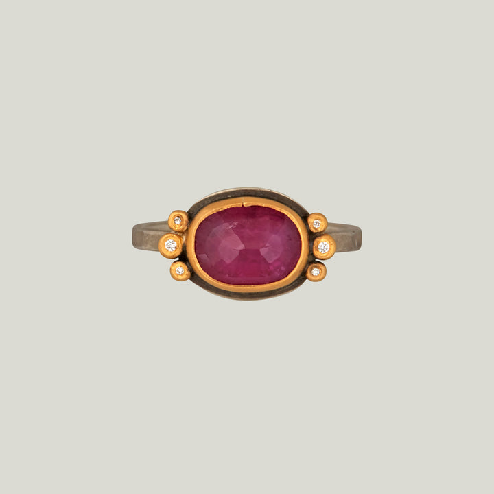 Rosecut Oval Ruby Ring