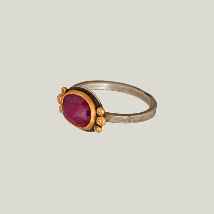 Rosecut Oval Ruby Ring