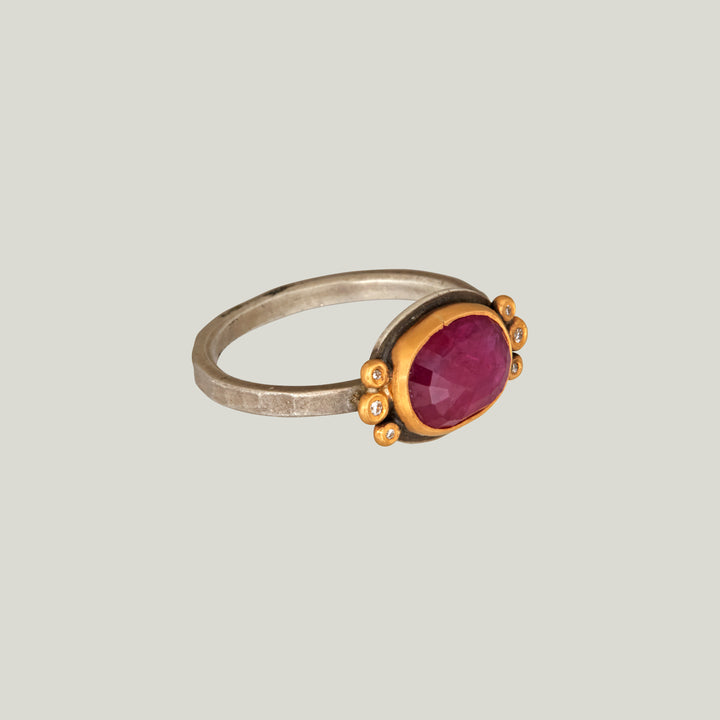 Rosecut Oval Ruby Ring