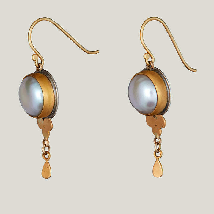 Gray Pearl Drop Earrings