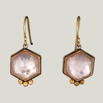 Rosecut Hexagon Rose Quartz Earrings